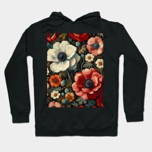 anemone and poppy flower pattern 1 Hoodie